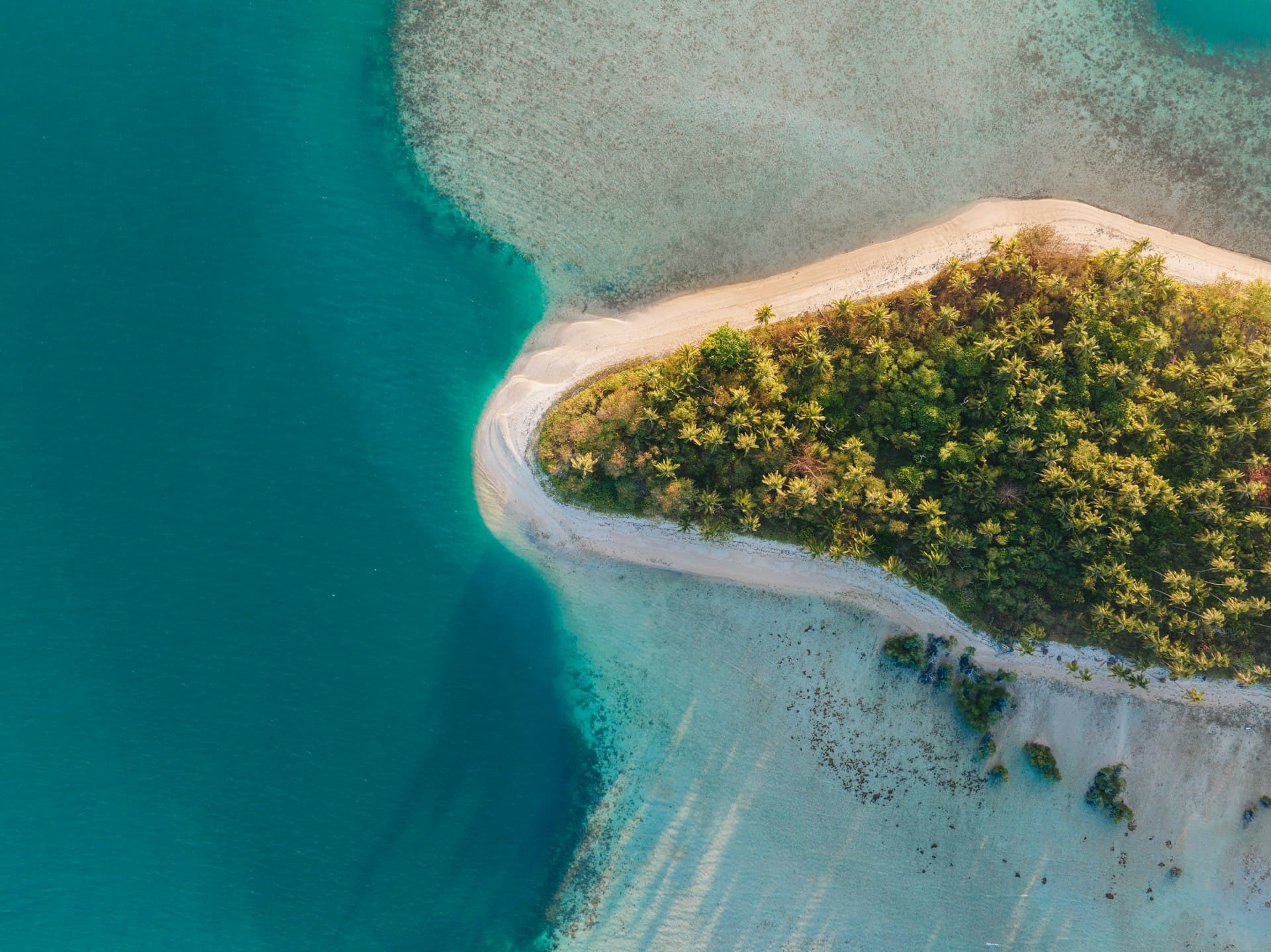 Aerial view of a Gili island at golden hour, Indonesia